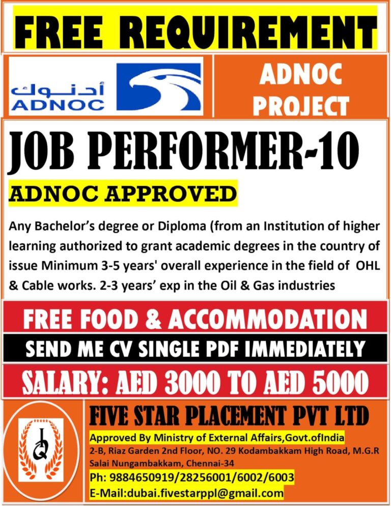 ADNOC Job Performer Recruitment 2025