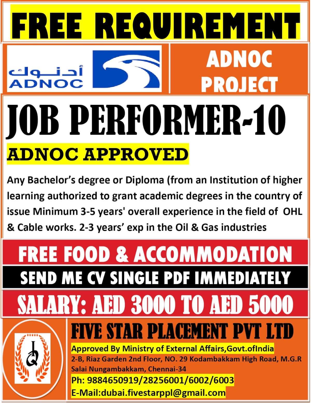 ADNOC Job Performer Recruitment 2025