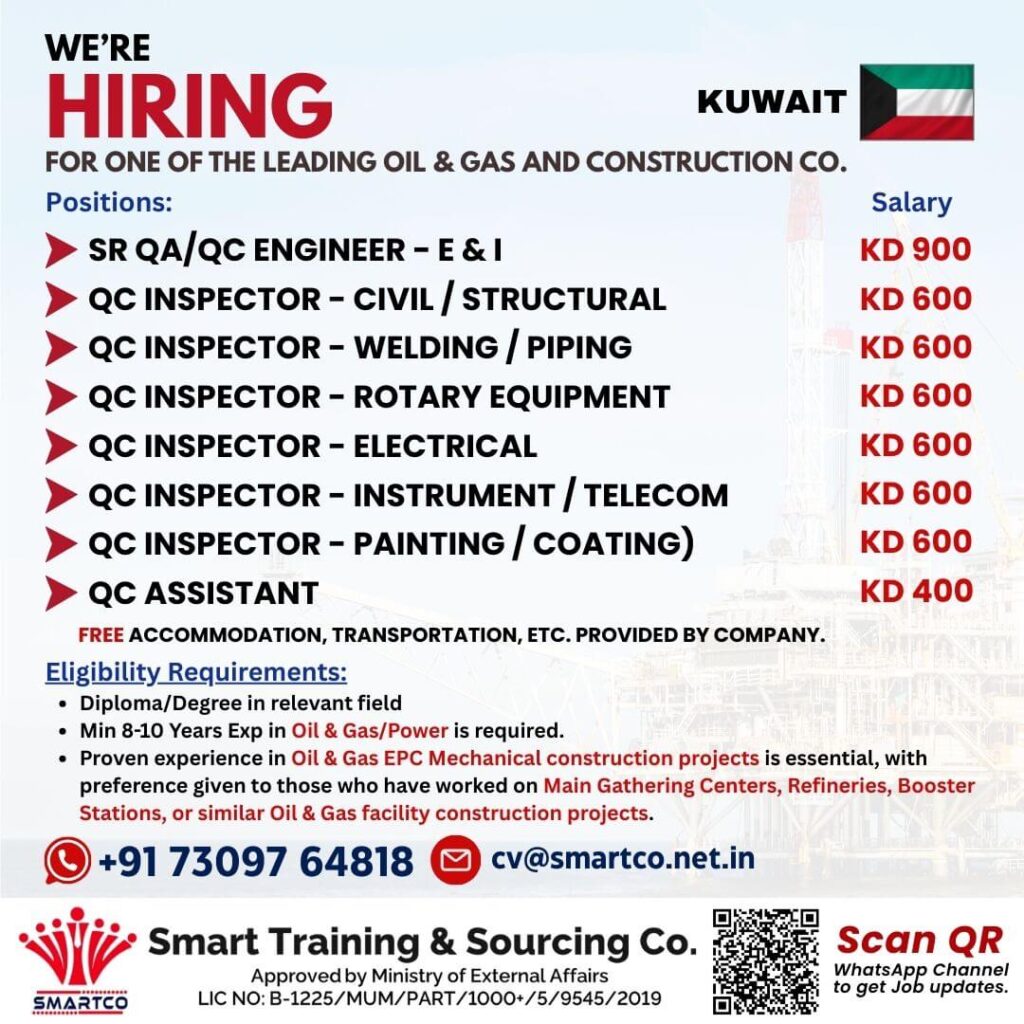 Kuwait Oil & Gas Jobs 2025 – Multiple Vacancies for QC Inspectors & Engineers 1 Kuwait Oil & Gas Jobs 2025 – Multiple Vacancies for QC Inspectors & Engineers