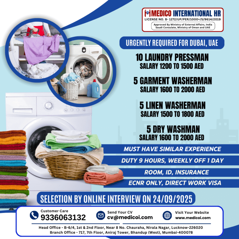 Urgently Required Laundry Staff for Dubai – Apply Now