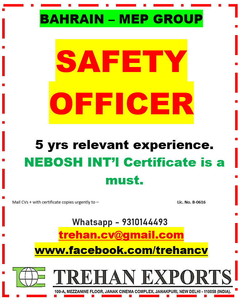 Safety Officer Jobs in Bahrain – MEP Group