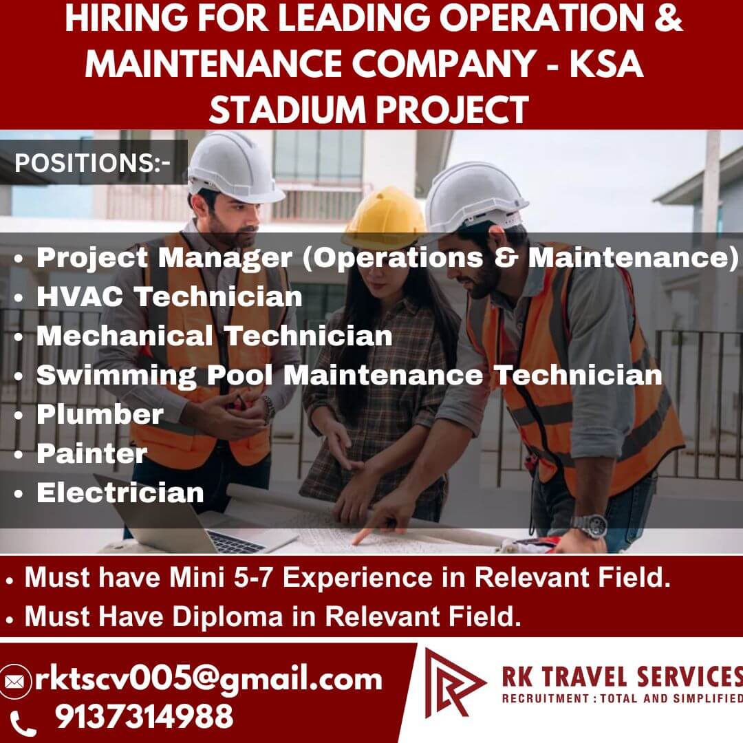 KSA Stadium Project Recruitment 2025 – Operation & Maintenance Jobs