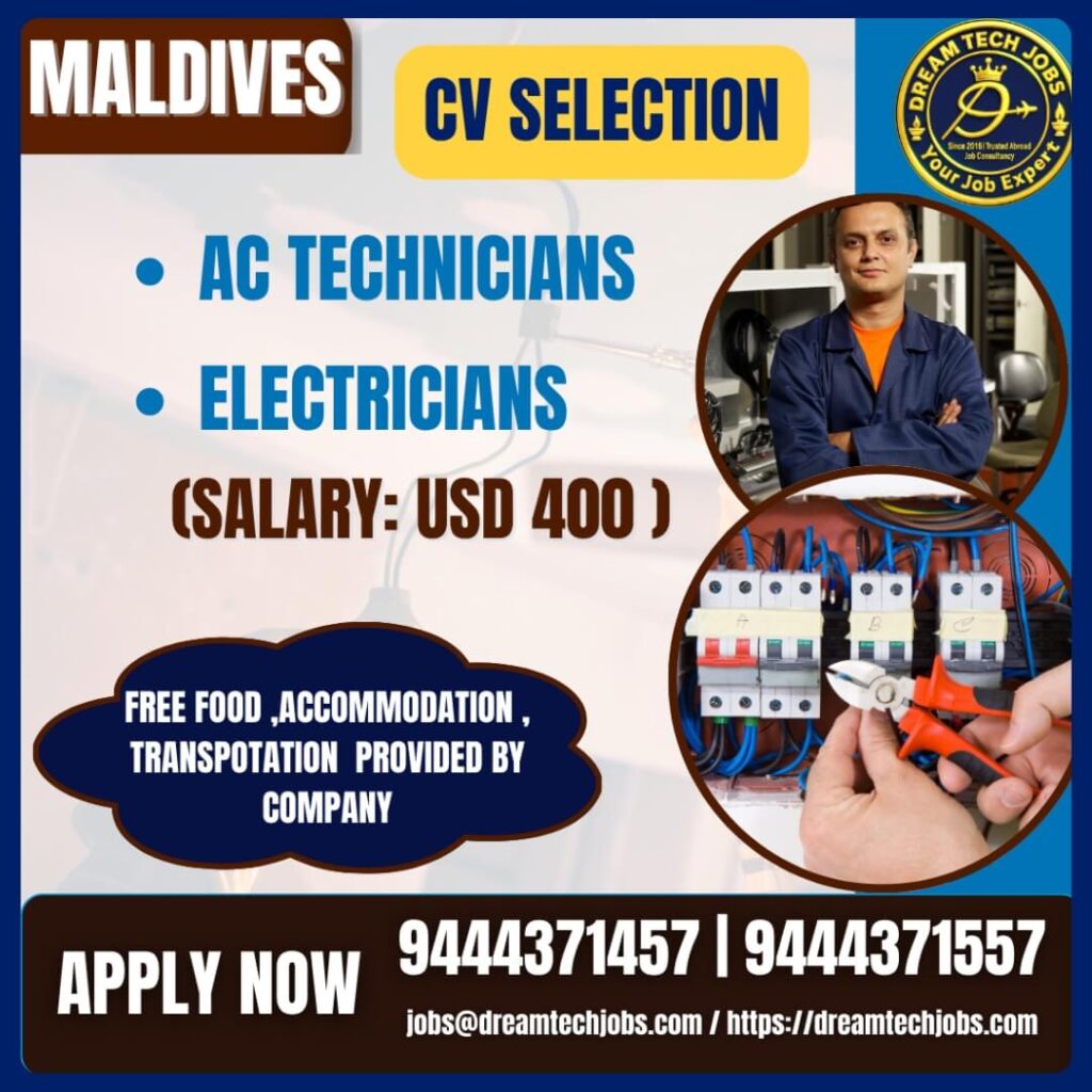 Maldives Jobs 2025 | AC Technicians & Electricians Recruitment 1 Maldives Jobs 2025 | AC Technicians & Electricians Recruitment