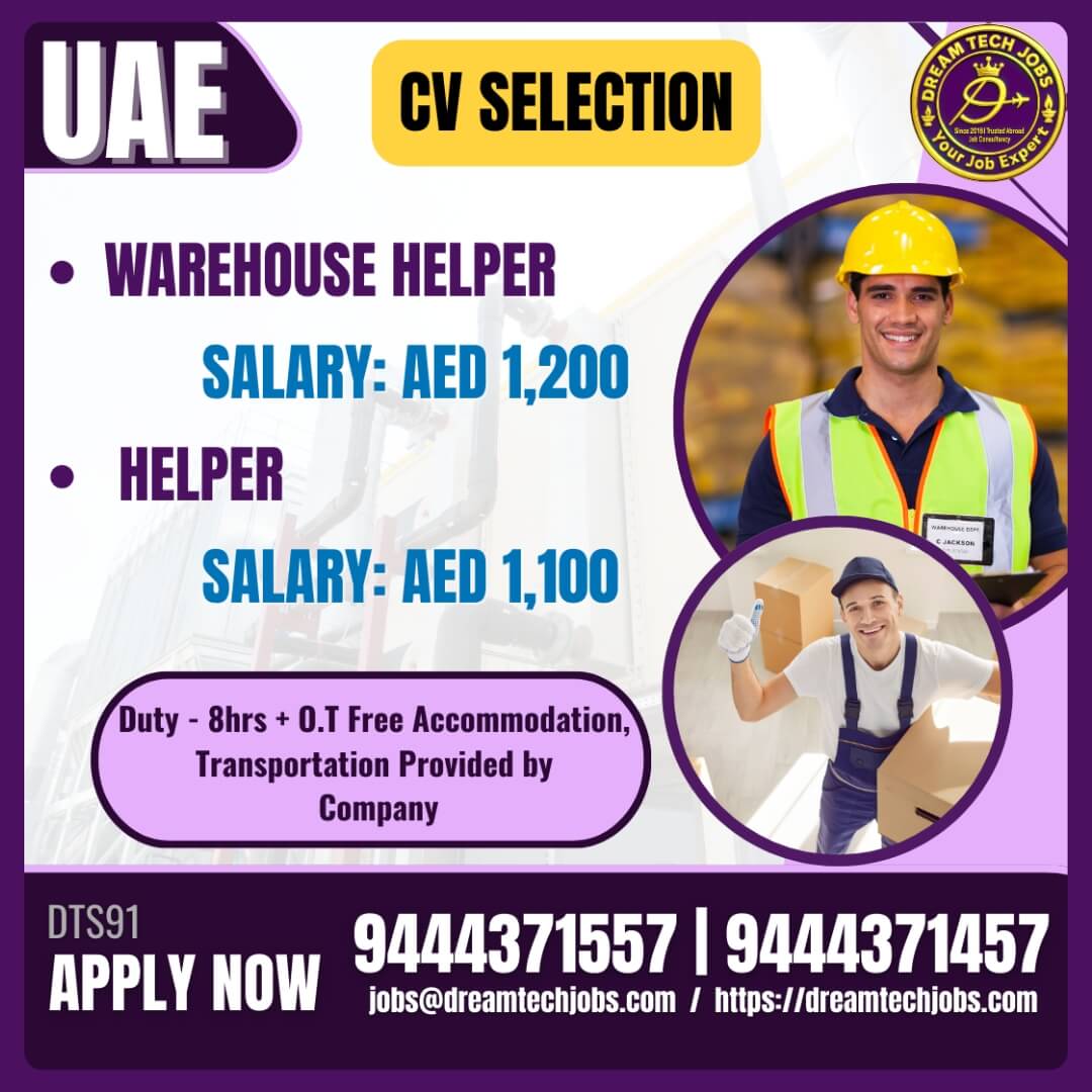 UAE Warehouse & Helper Jobs – CV Selection 2025