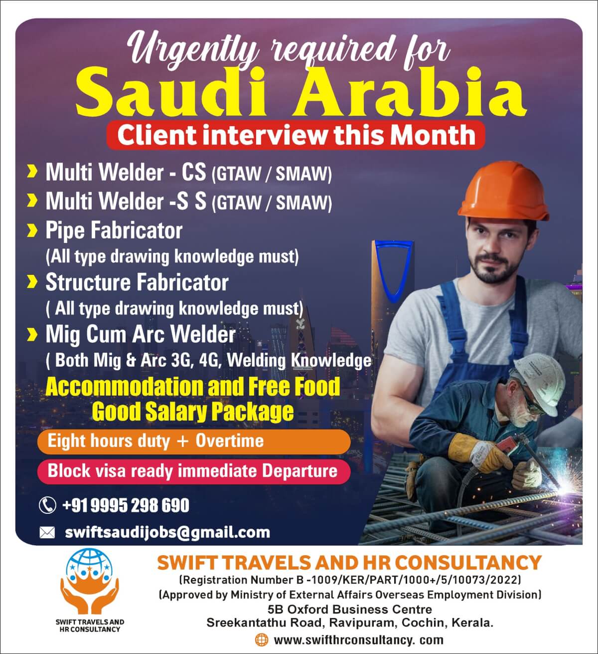 Urgently Required for Saudi Arabia – 2025 Recruitment