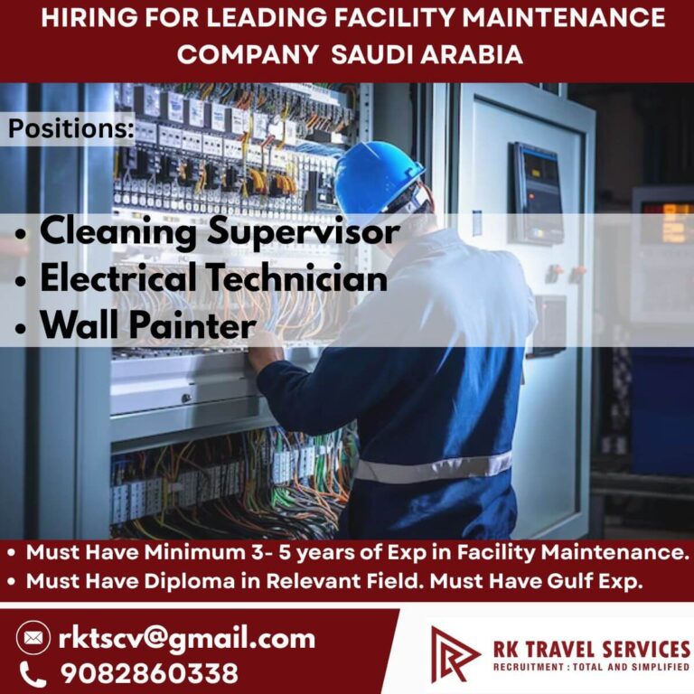 Facility Maintenance Jobs in Saudi Arabia – Urgent Hiring