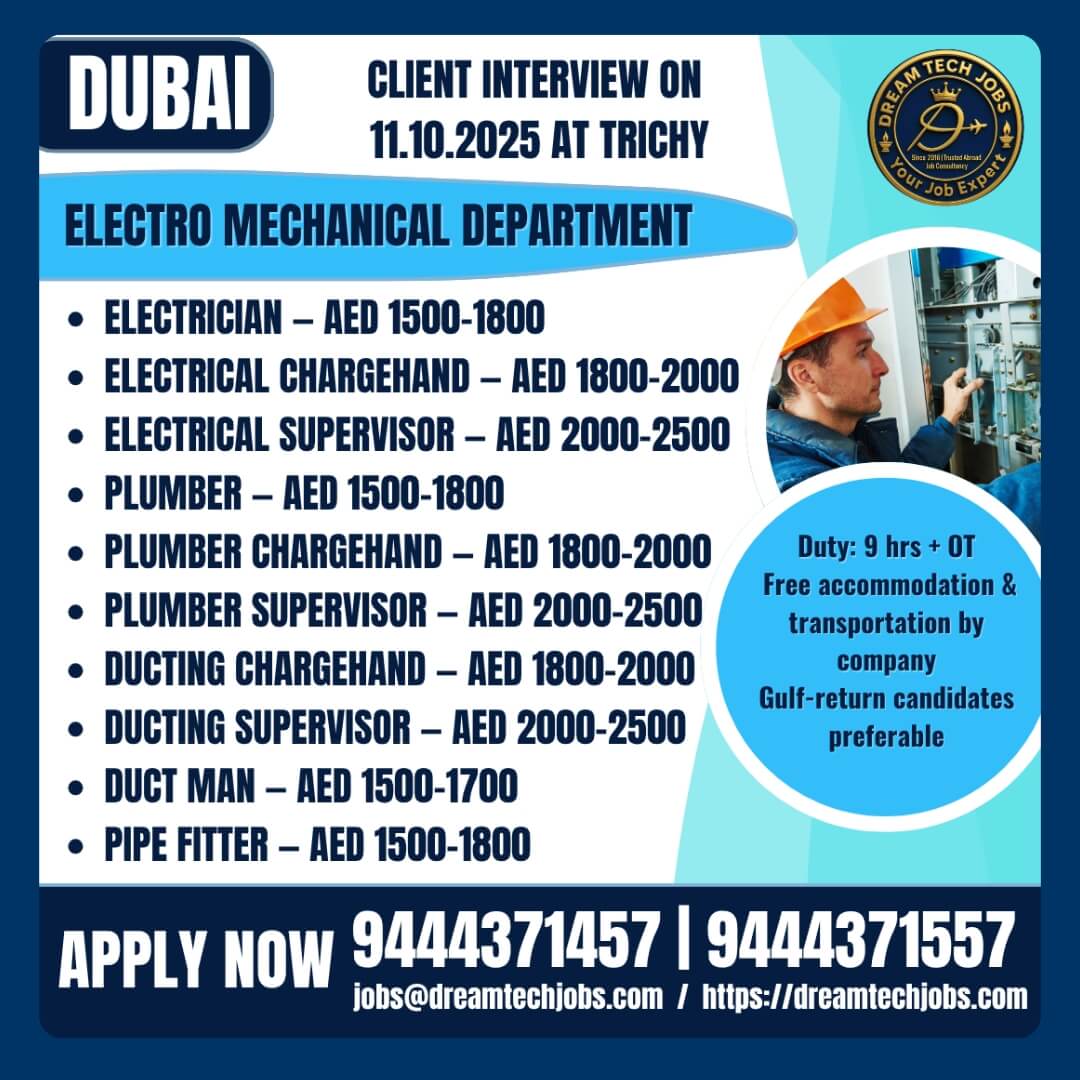 Dubai Electro Mechanical Jobs
