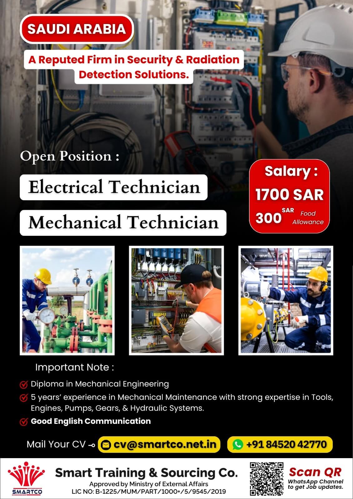 Electrical & Mechanical Technician Jobs in Saudi Arabia
