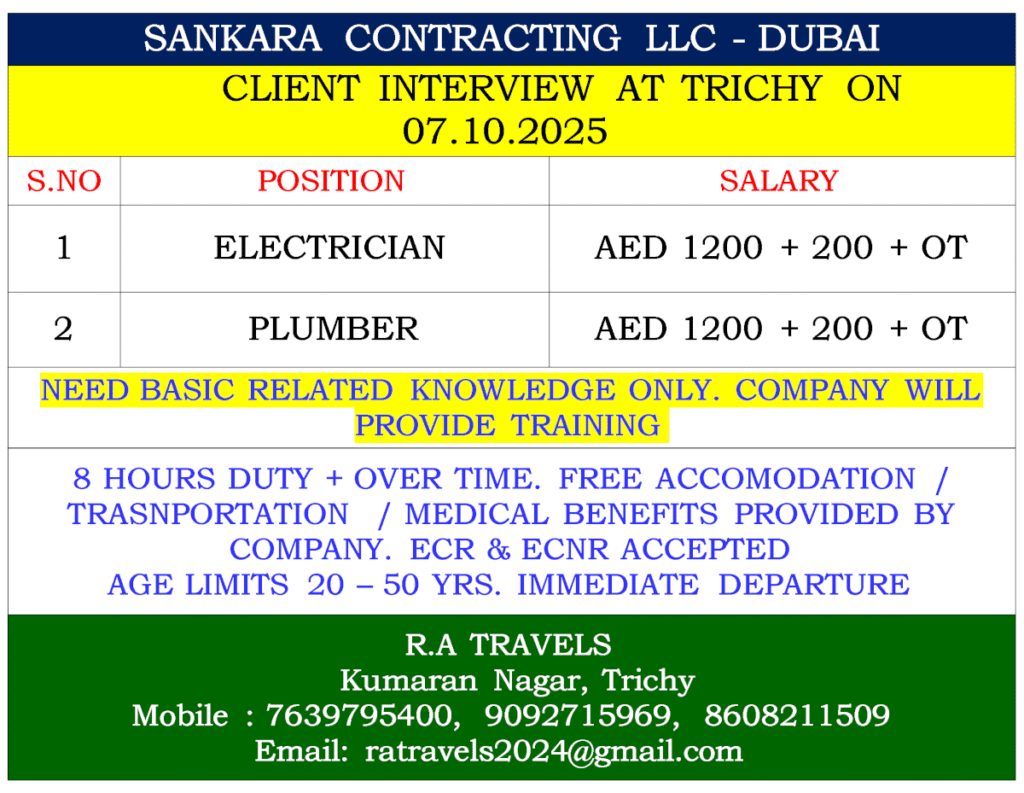 Electrician & Plumber Jobs in Dubai 1 Electrician & Plumber Jobs in Dubai