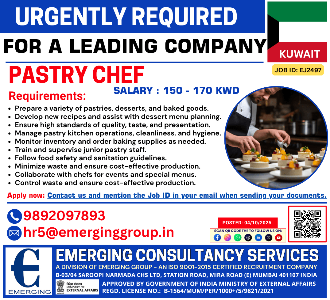 Pastry Chef Jobs in Kuwait – Apply Now