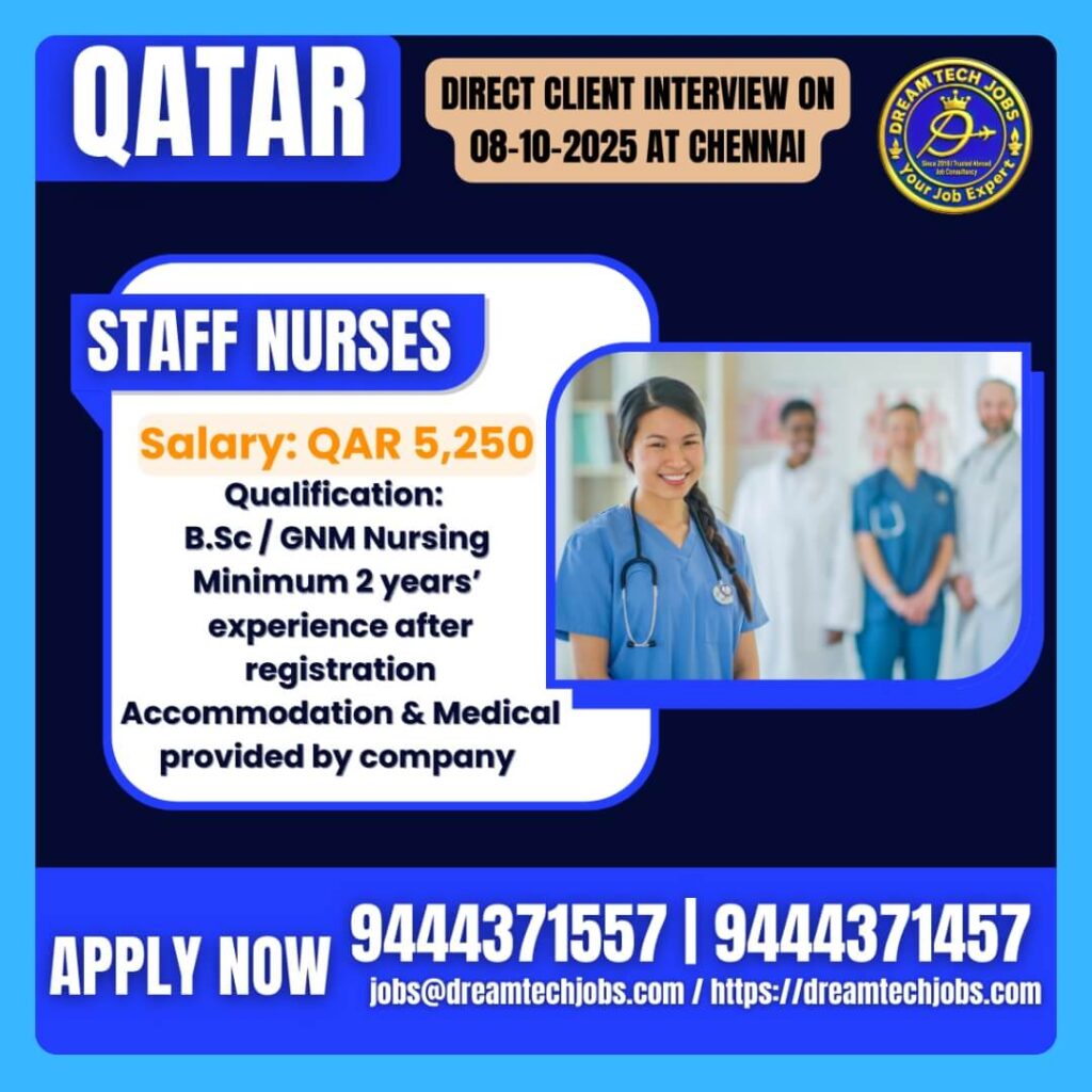 Staff Nurse Jobs in Qatar – Apply Now