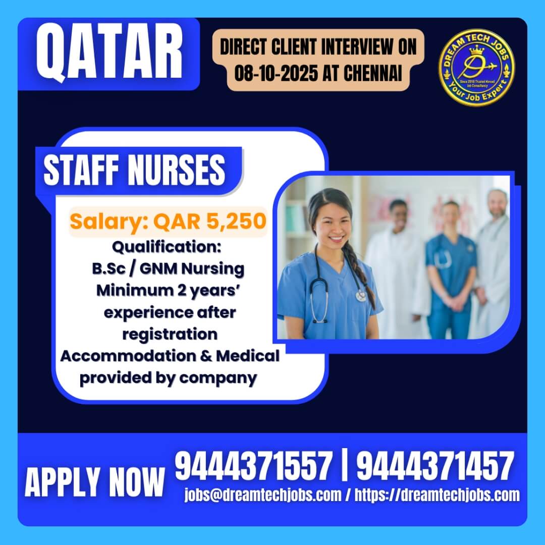 Staff Nurse Jobs in Qatar – Apply Now