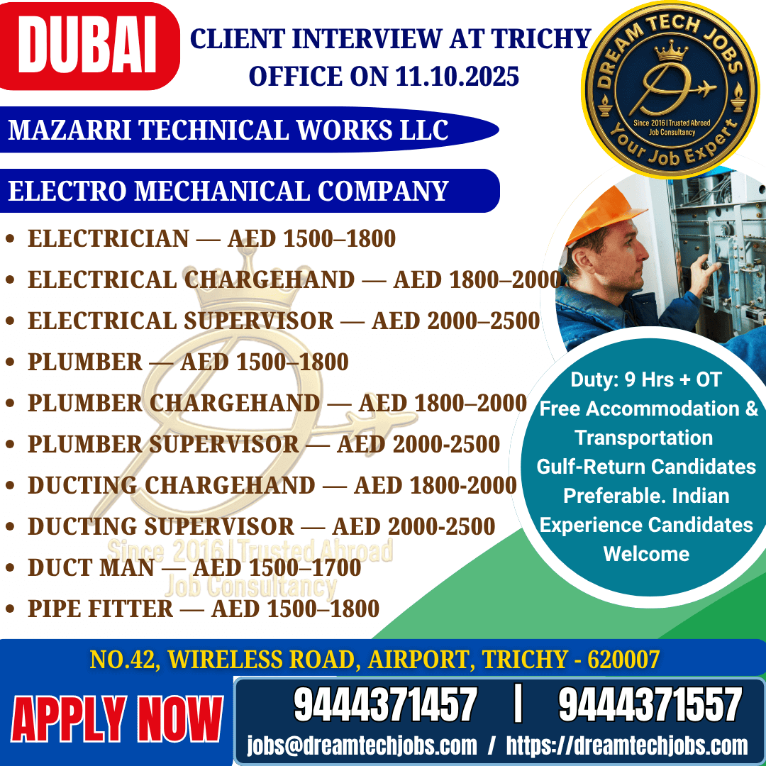 Dubai Jobs 2025 – Mazarri Technical Works LLC Hiring