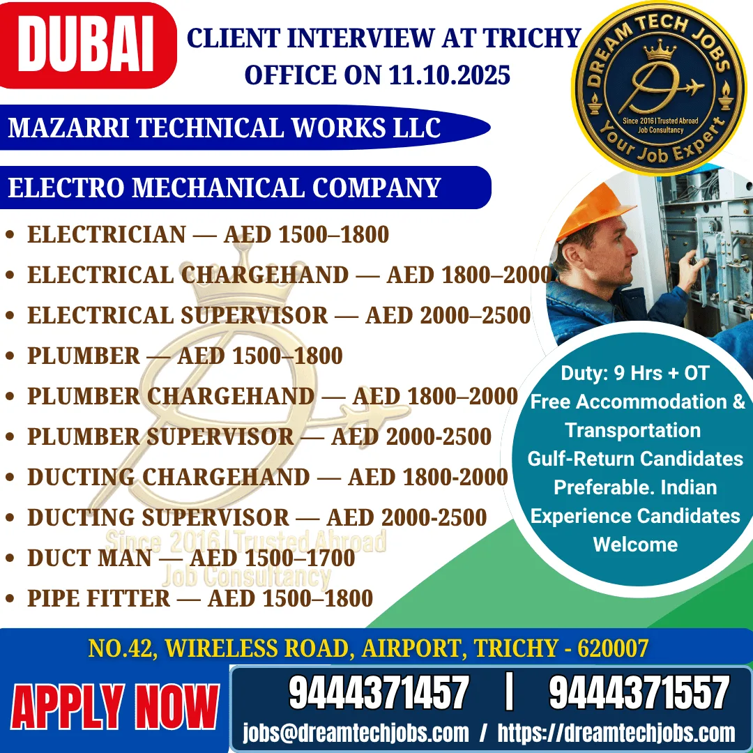 Dubai Jobs 2025 – Mazarri Technical Works LLC Hiring