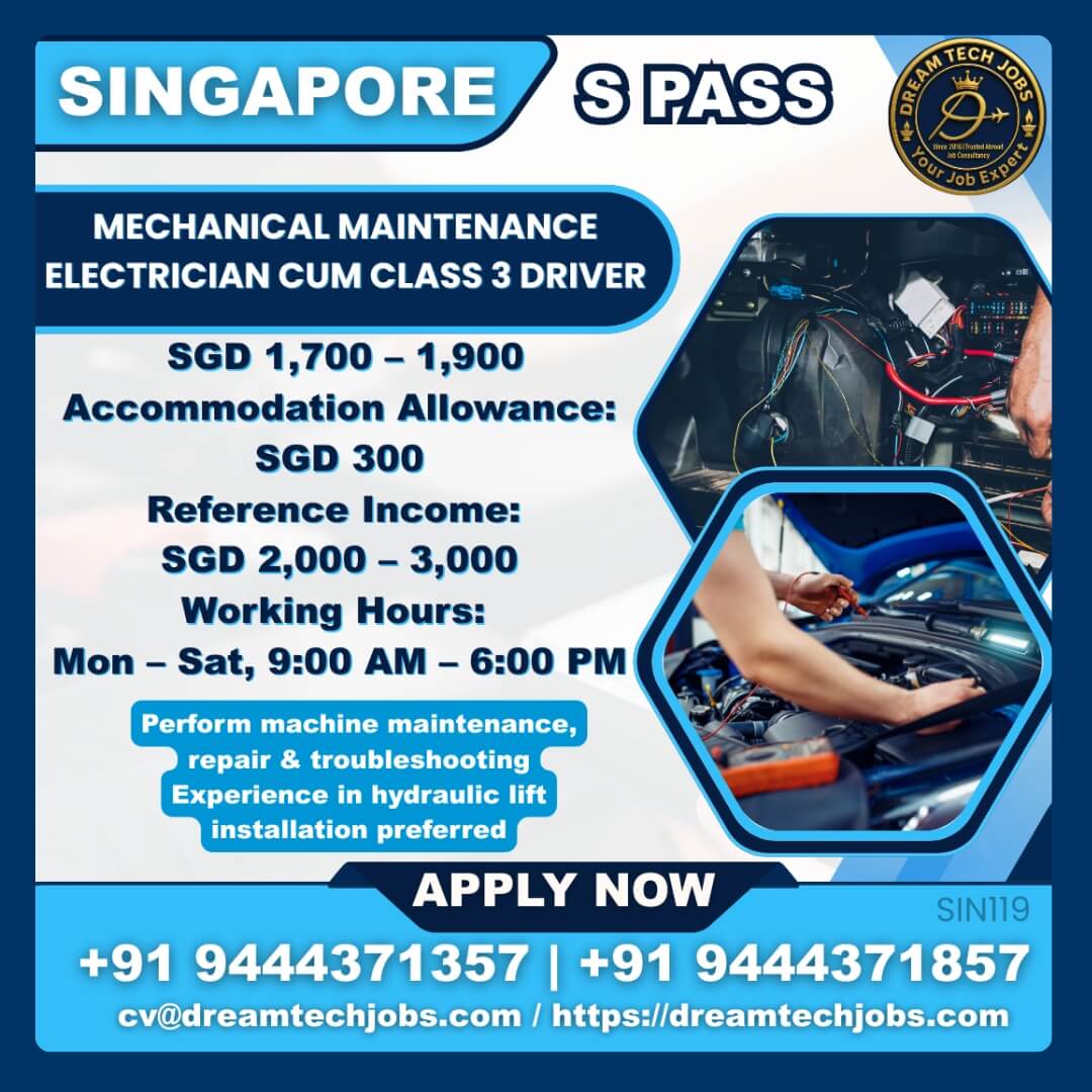 Job Opportunity: Singapore S Pass Recruitment 2025