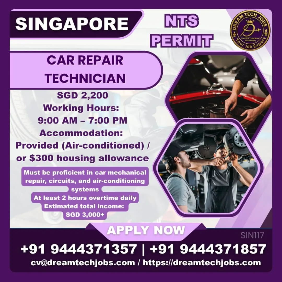 Job Opportunity: Car Repair Technician in Singapore