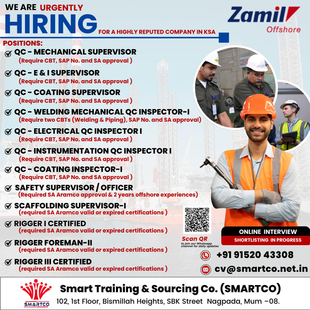 Zamil Offshore Urgent Hiring 2025 in KSA