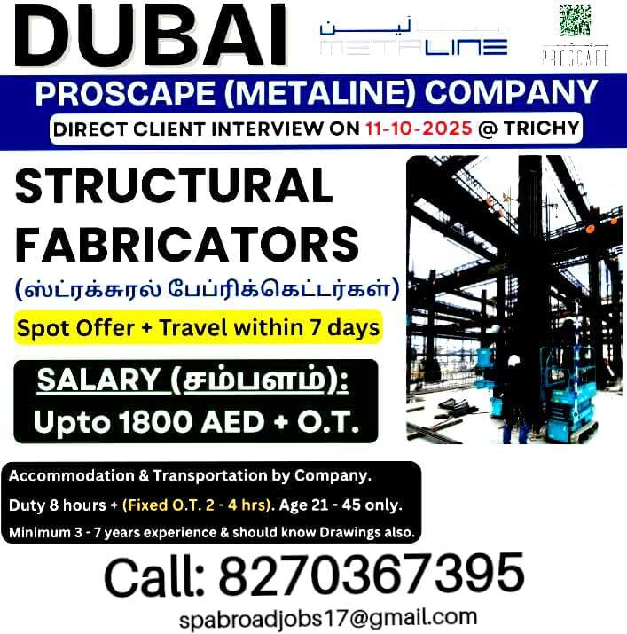 Dubai Structural Fabricator Jobs 2025