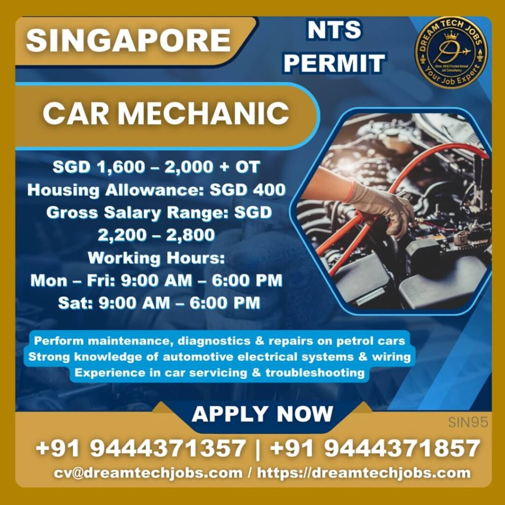 Car Mechanic Jobs in Singapore – 2025 Recruitment