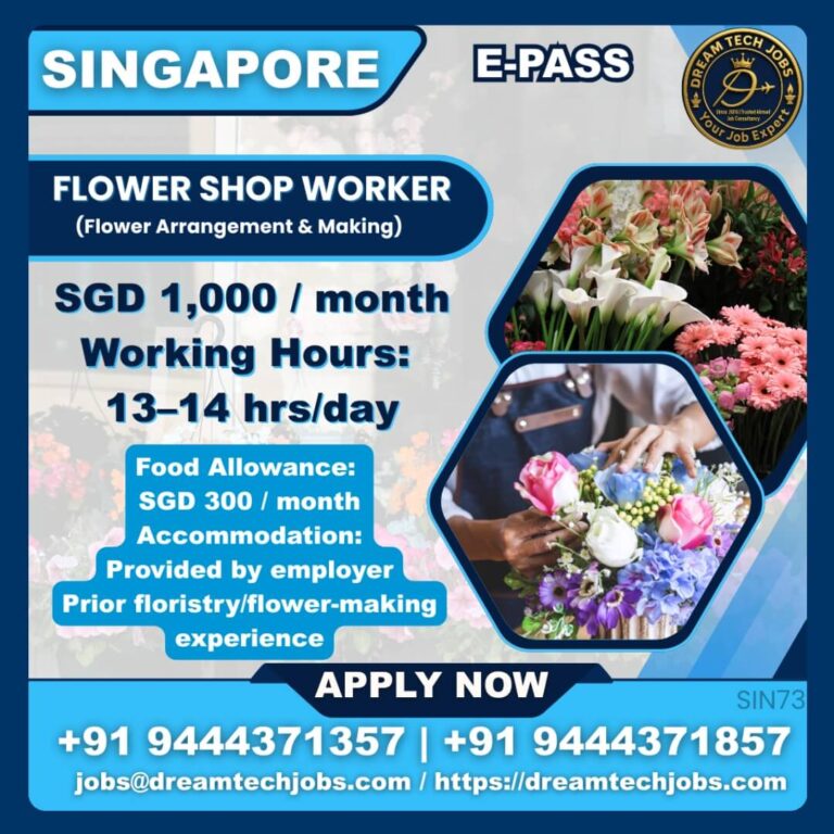 Singapore Flower Shop Worker Jobs – Apply Now