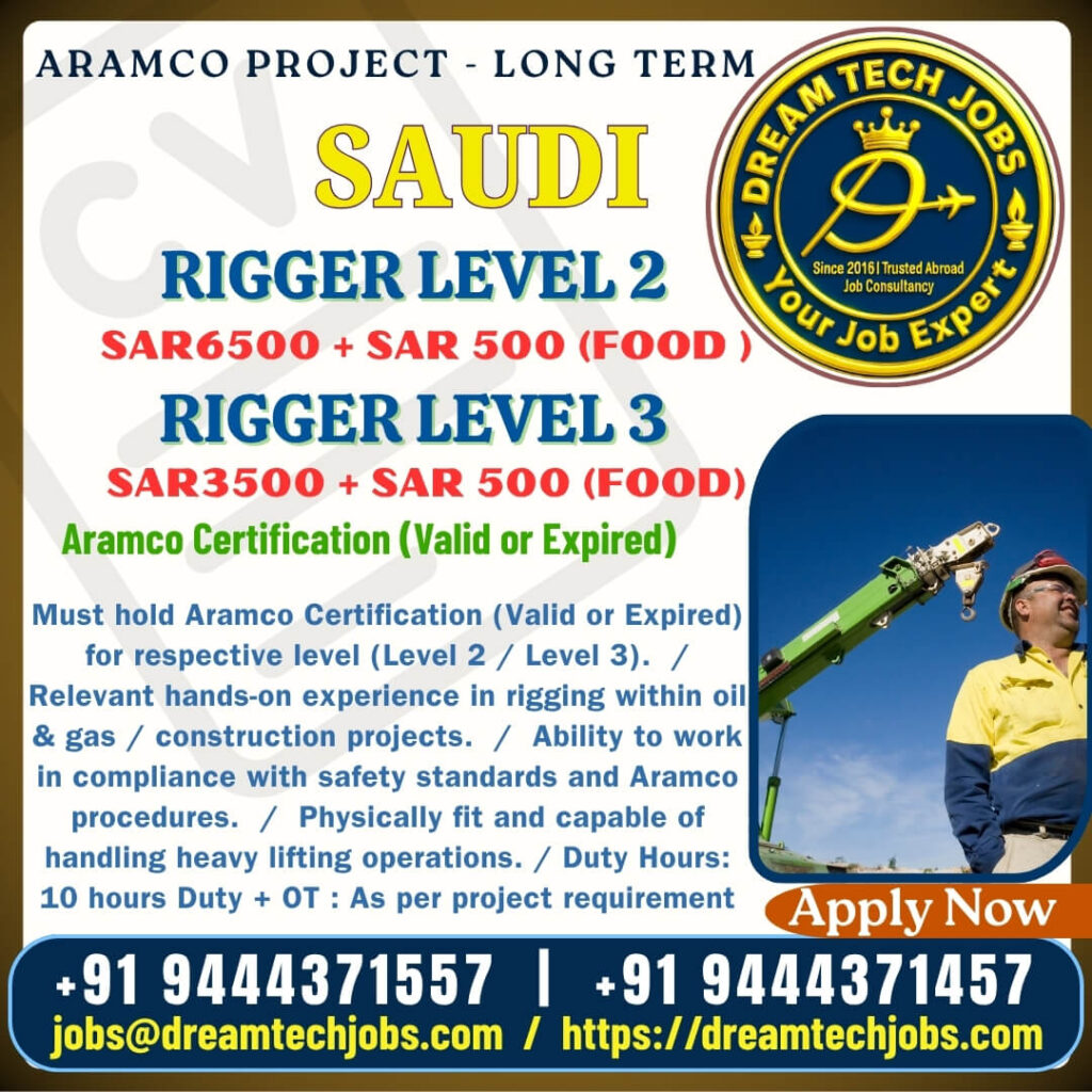 Saudi Aramco Rigger Jobs 2025 – Long-Term Project 1 Saudi Aramco Rigger Jobs 2025 – Long-Term Project