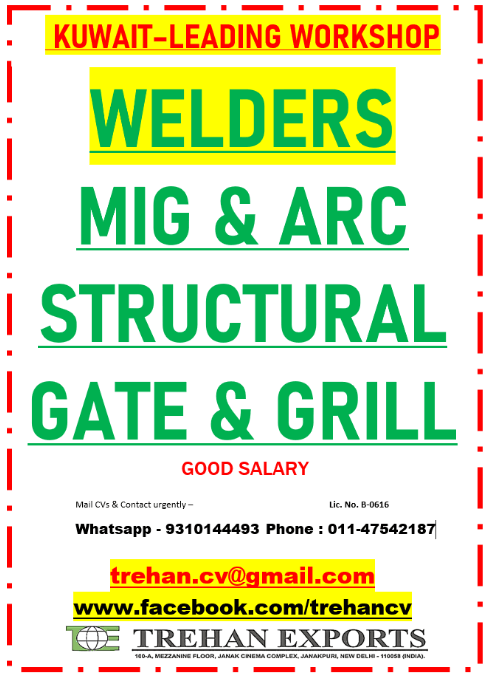 Welders Jobs in Kuwait – MIG, ARC, Structural, Gate & Grill | Apply Now