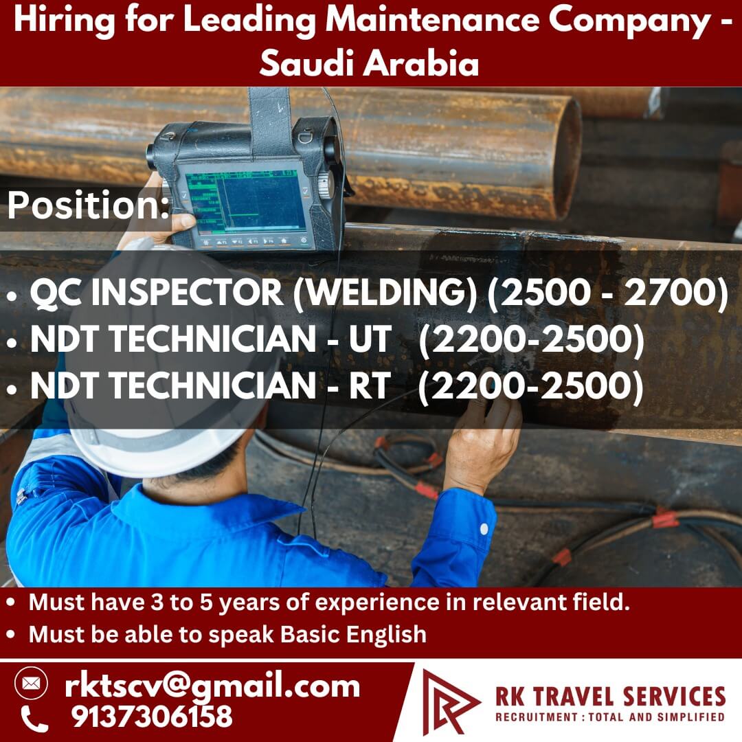 Job Opportunity in Saudi Arabia – Leading Maintenance Company