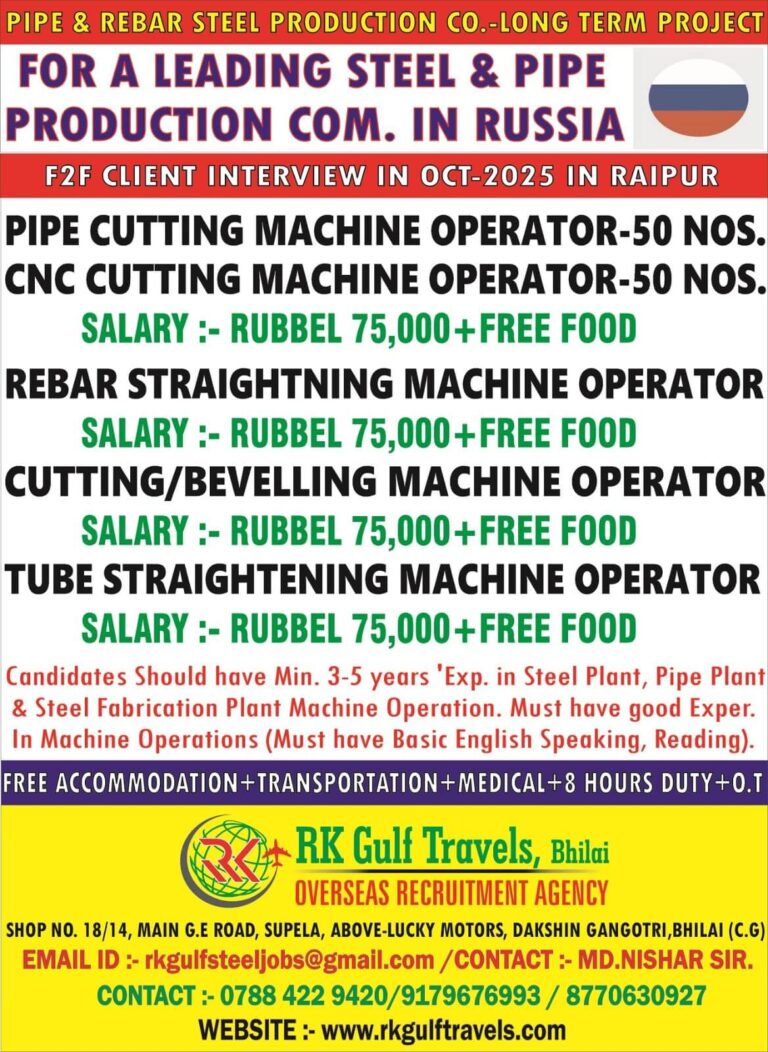 Russia Steel Plant Job Openings 2025