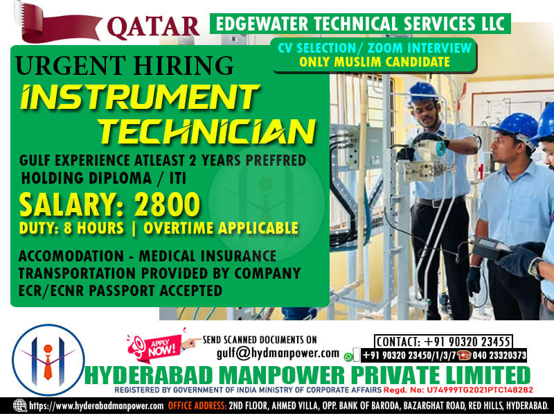 Urgent Hiring: Instrument Technician Jobs in Qatar