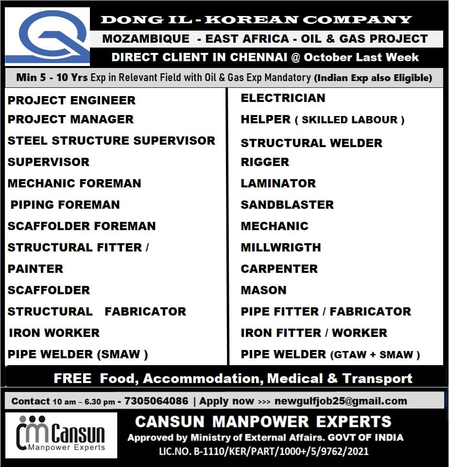 Mozambique Oil & Gas Jobs 2025 – Urgent Recruitment