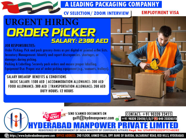 Urgent Hiring – Order Picker Jobs in UAE