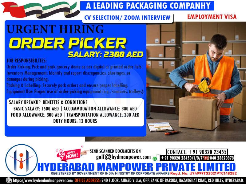Urgent Hiring – Order Picker Jobs in UAE