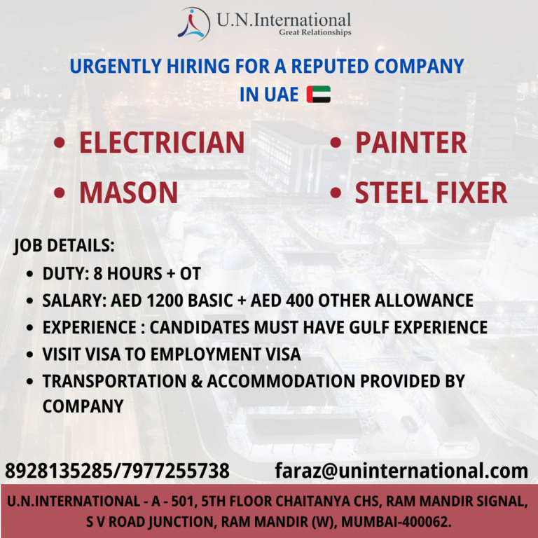 Urgent Hiring for Skilled Workers in UAE