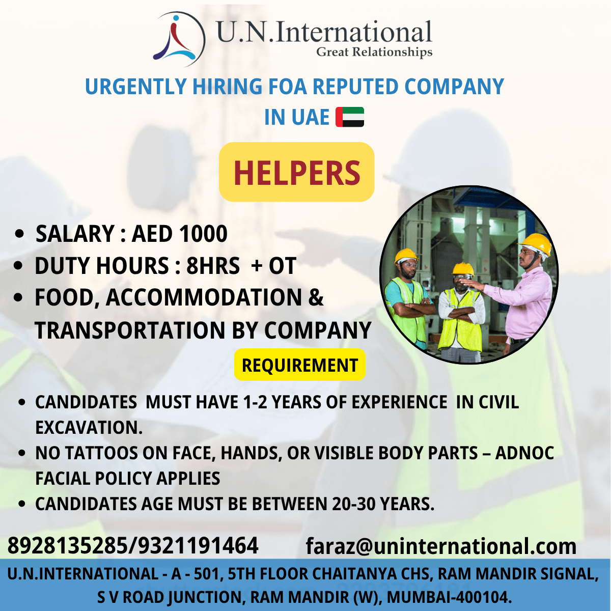 Urgent Hiring: Helpers Jobs in UAE 2025