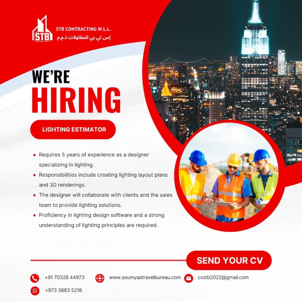 Lighting Estimator Jobs in Qatar – STB Contracting Hiring 2025