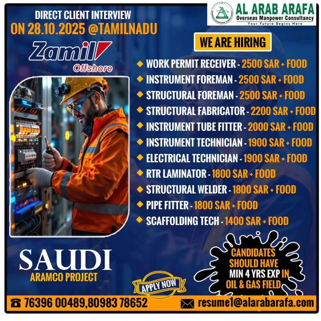 Zamil Offshore Saudi Aramco Project Recruitment 2025 1 Zamil Offshore Saudi Aramco Project Recruitment 2025