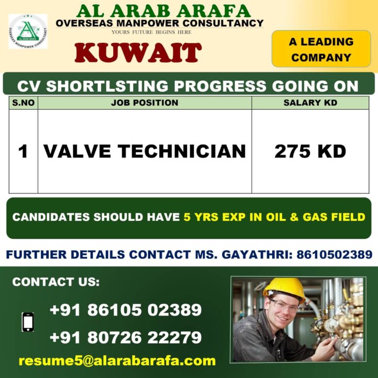Valve Technician Jobs in Kuwait – Apply Now