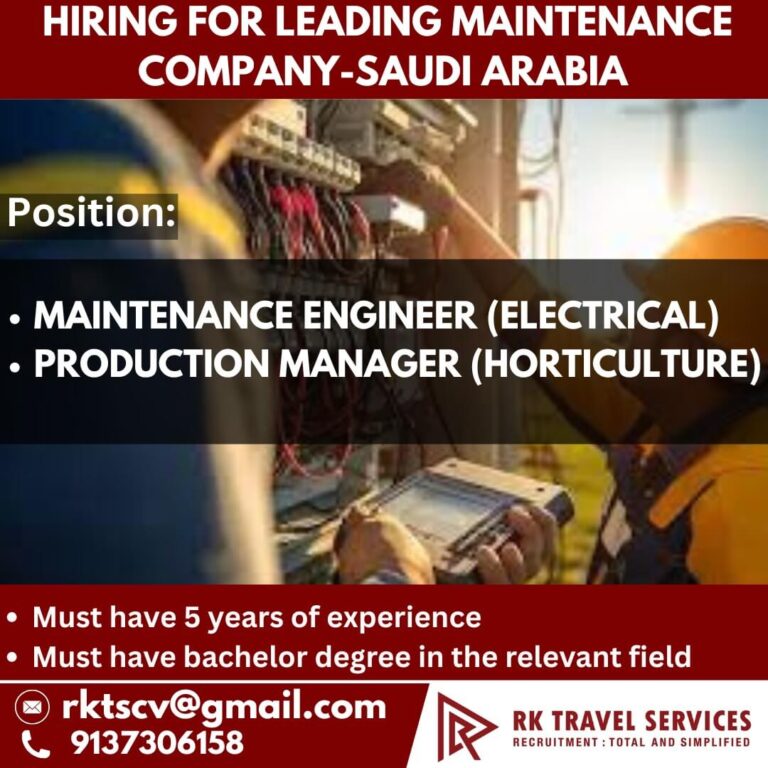 Exciting Job Opportunities in Saudi Arabia – Maintenance & Horticulture Sector