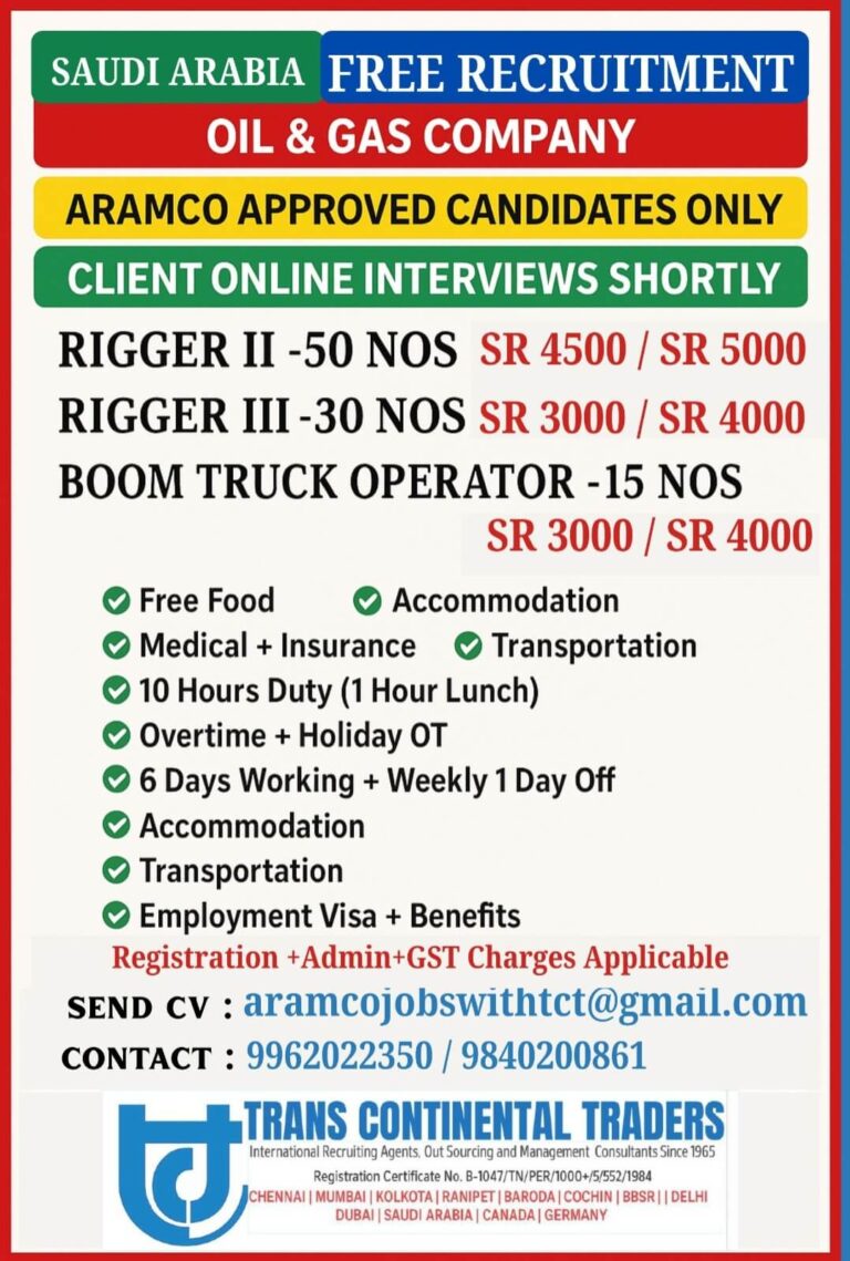 Saudi Arabia Oil & Gas Company Free Recruitment 2025