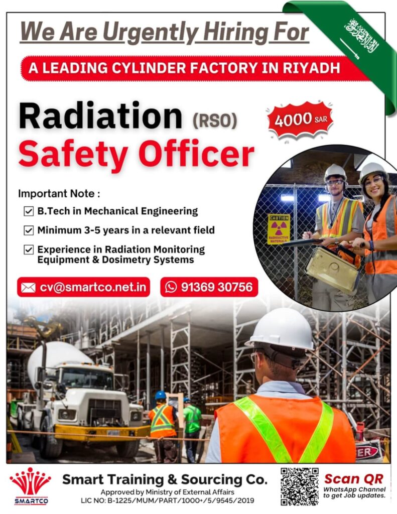 Radiation Safety Officer Jobs in Riyadh – Apply Now