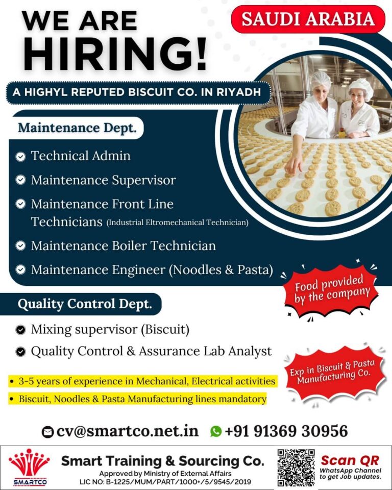 Saudi Arabia Biscuit Company Recruitment 2025