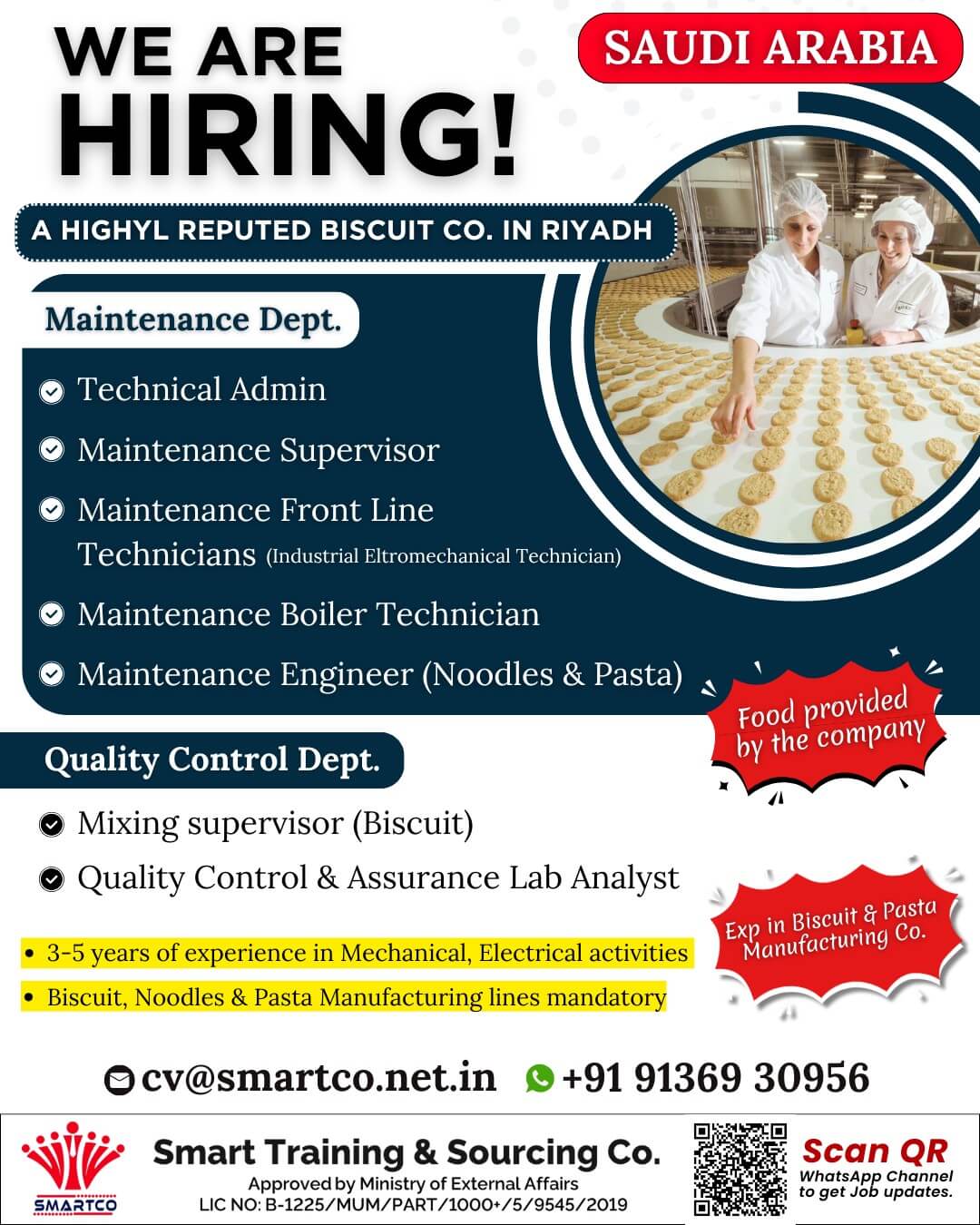 Saudi Arabia Biscuit Company Recruitment 2025