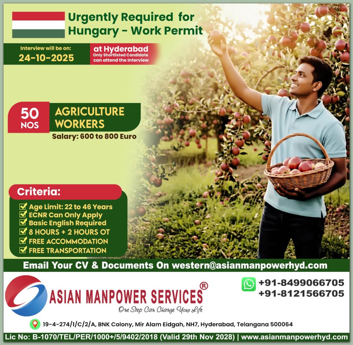 Urgently Hiring Agriculture Workers for Hungary – 2025