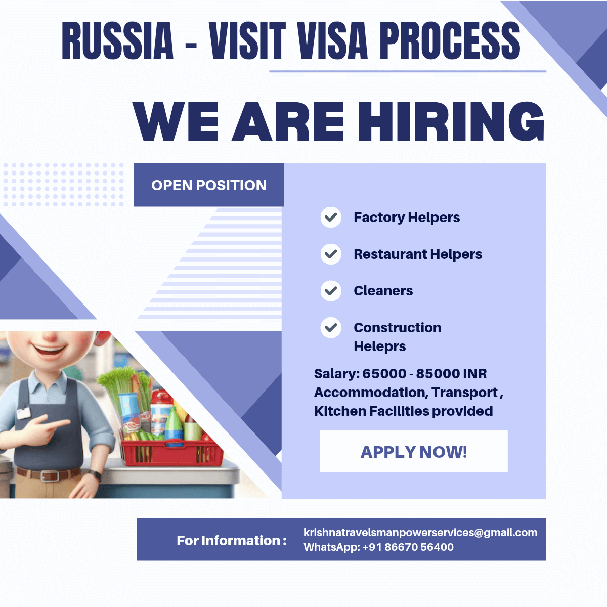 Russia Visit Visa Jobs 2025 – Helpers & Cleaners Hiring