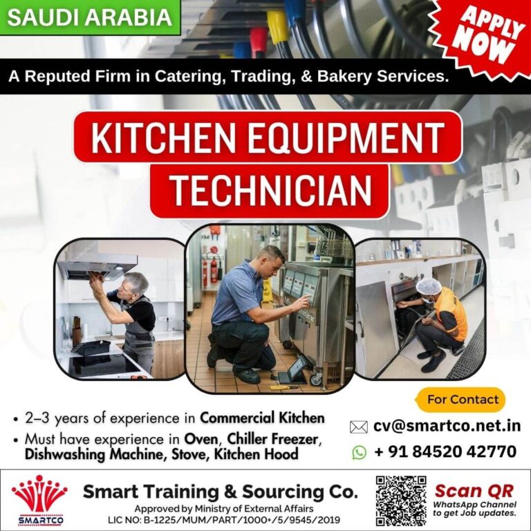 Kitchen Equipment Technician Jobs in Saudi Arabia – Apply Now