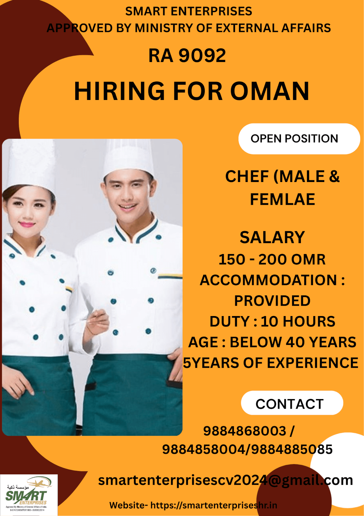 Chef Jobs in Oman 2025 – Urgent Recruitment