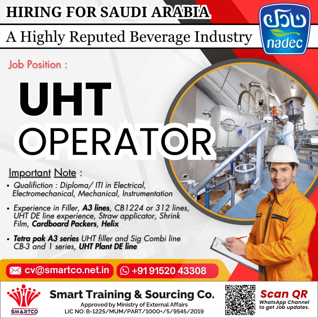 Job Opportunity: UHT Operator in Saudi Arabia