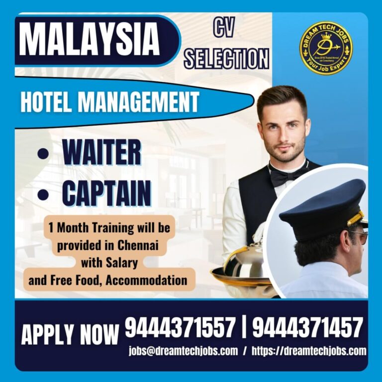 Malaysia Hotel Management Jobs – Waiter & Captain Vacancies