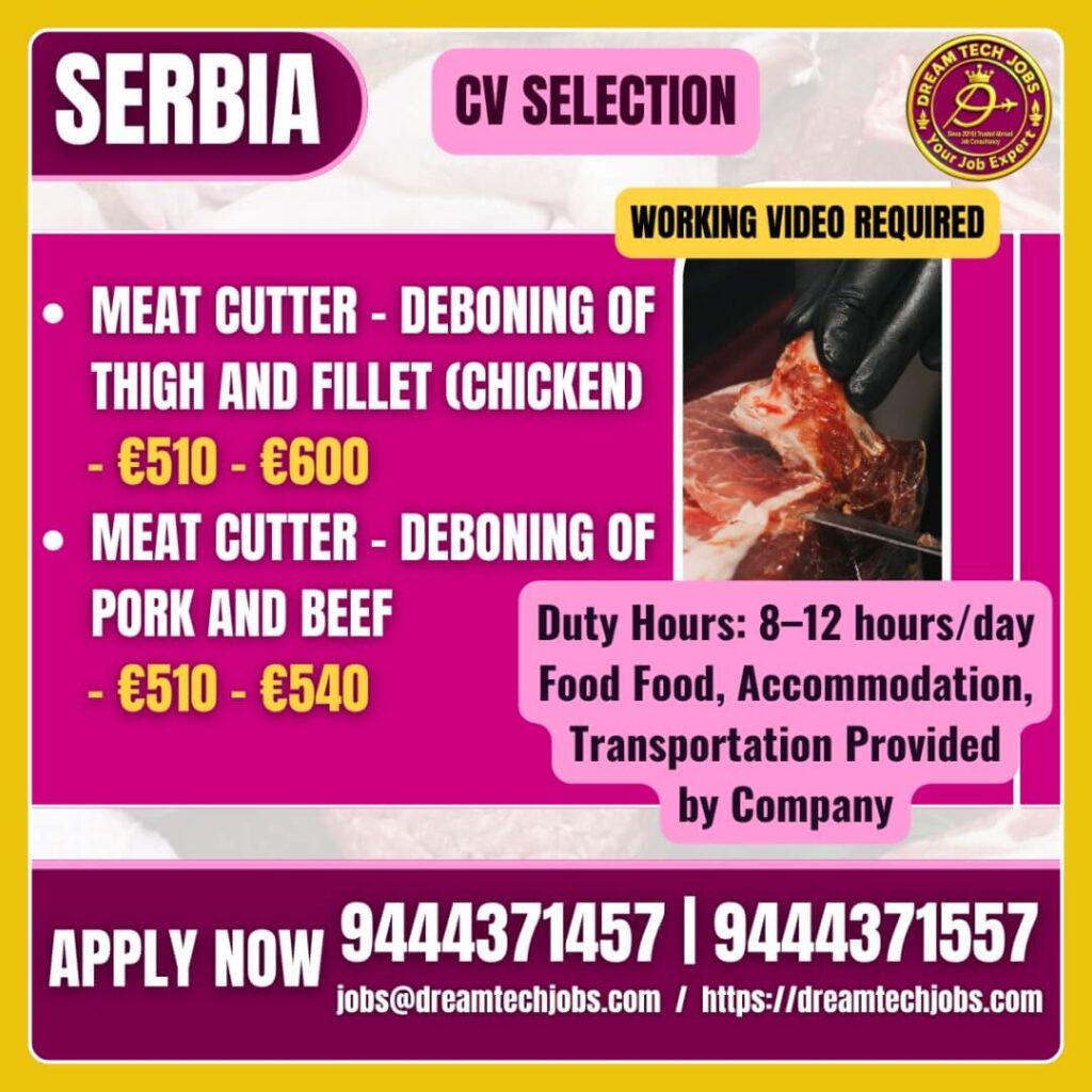 Serbia Meat Cutter Jobs – CV Selection Open