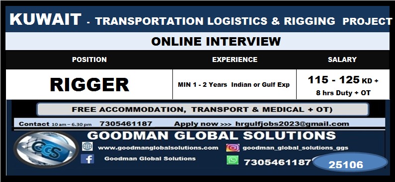 Rigger Jobs in Kuwait – Goodman Global Solutions | Apply Online